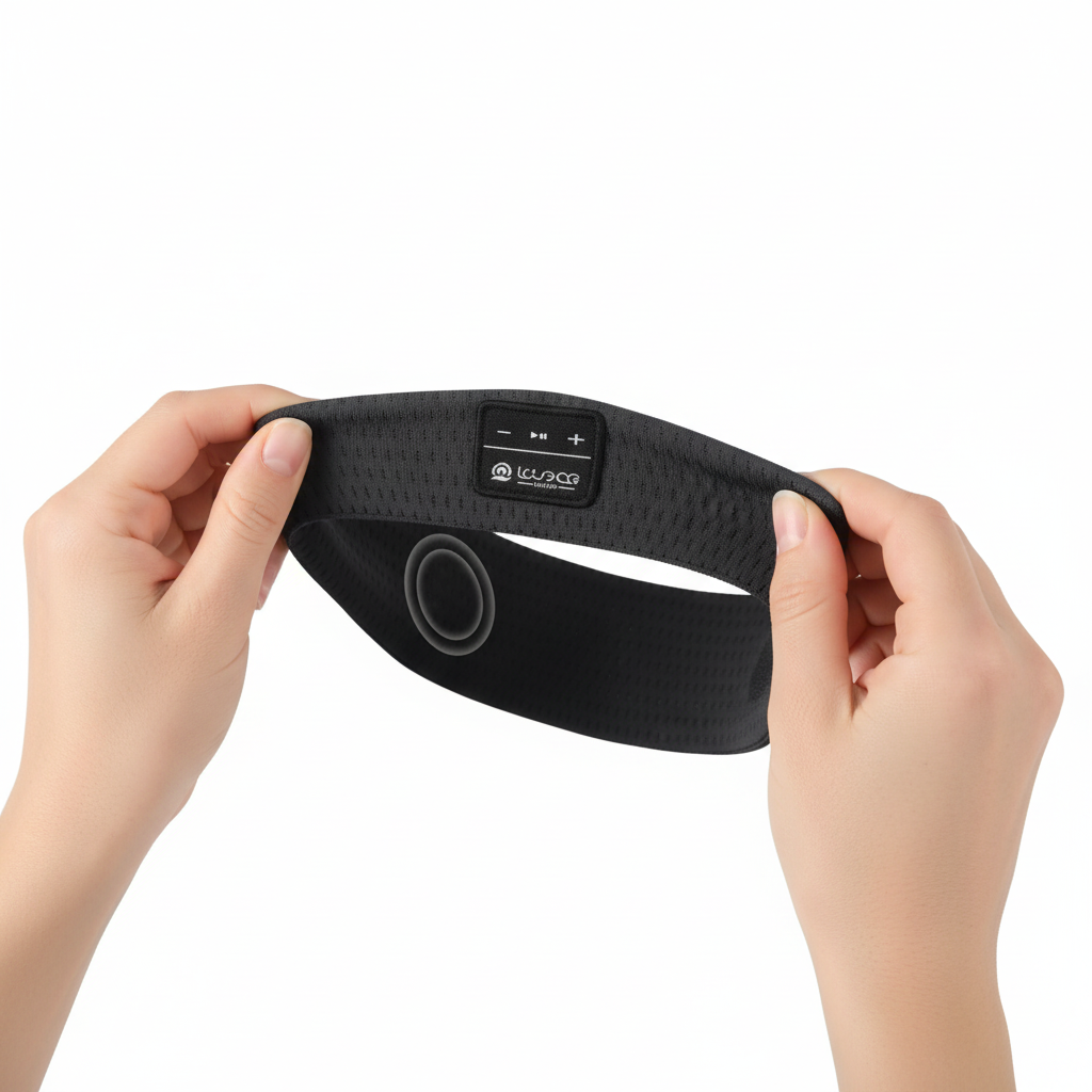 Hands adjusting headband