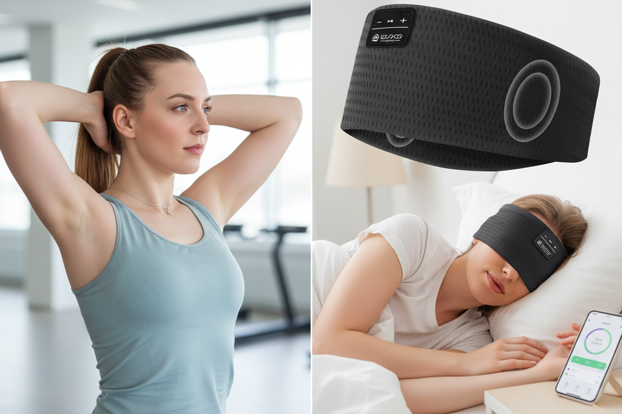 Sleep vs exercise split screen